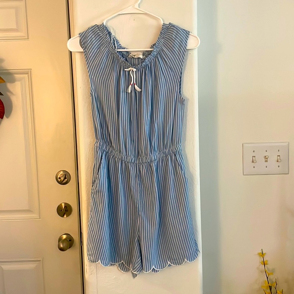 H&M Blue and White Stripe Romper Girls Size 12/13